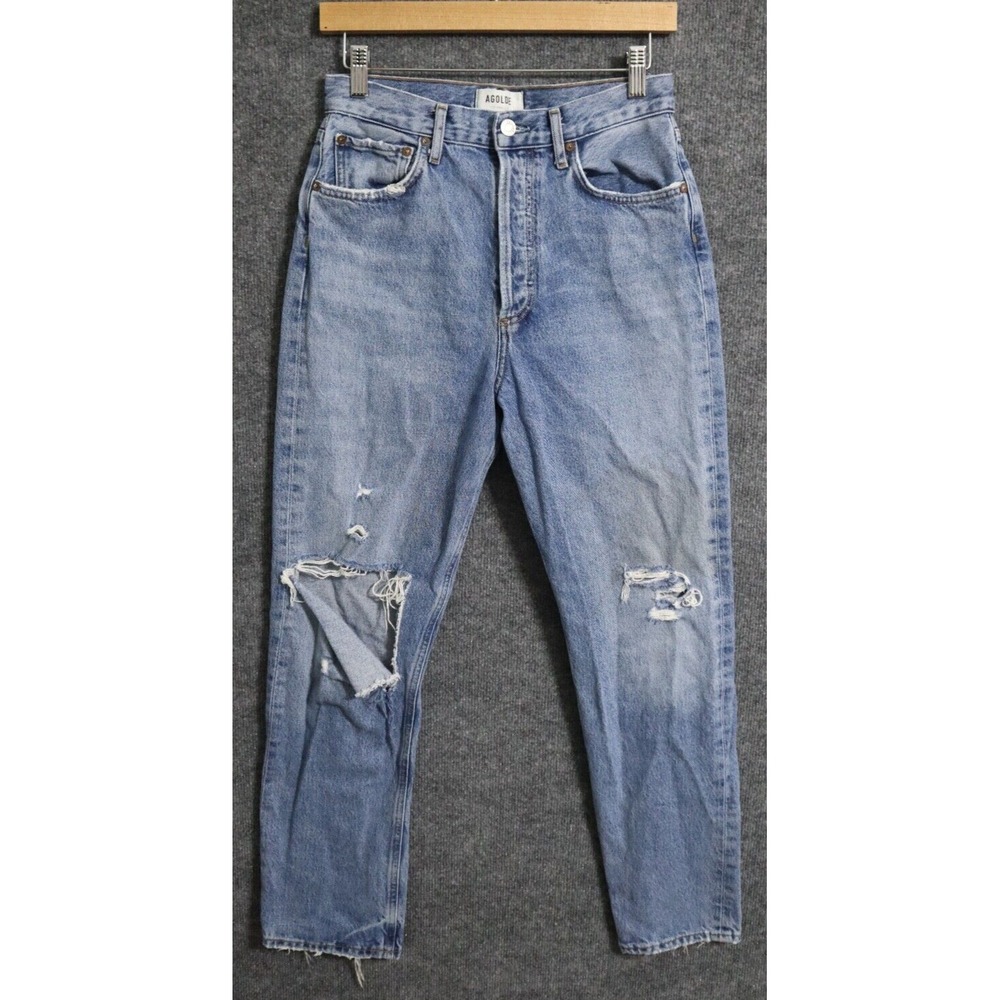 Agolde Jeans Women 26 Blue Denim 90s Pinch Waist Straight Leg 29.5"‎ Button Fly
